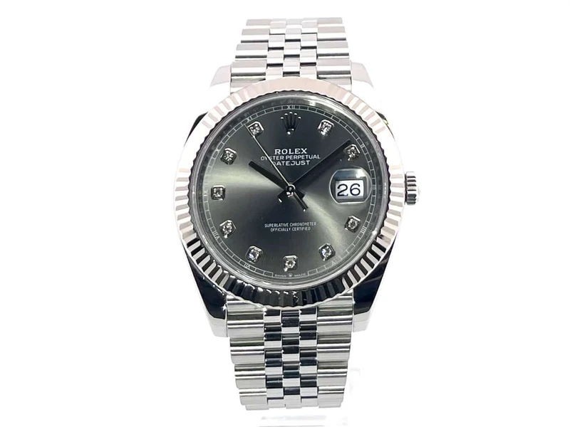 Rolex Datejust 41 Edelstahl Weißgold 126334 Rhodium Diamant Jubile-Band