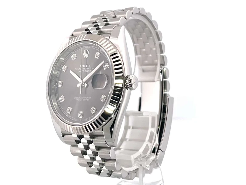 Rolex Datejust 41 Edelstahl Weißgold 126334 Rhodium Diamant Jubile-Band