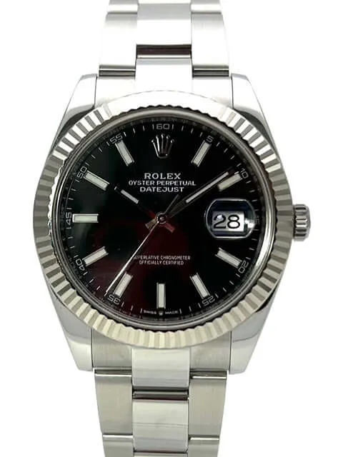 Rolex Datejust 41 Edelstahl Weißgold 126334 Schwarz