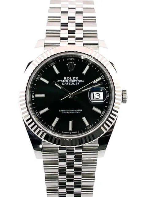 Rolex Datejust 41 Edelstahl Weißgold 126334 Schwarz Jubile-Band