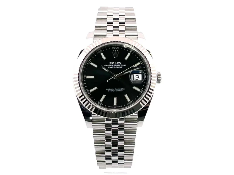 Rolex Datejust 41 Edelstahl Weißgold 126334 Schwarz Jubile-Band