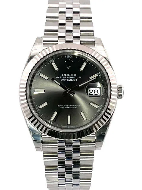 Rolex Datejust 41 Edelstahl Weißgold 126334 Rhodium Jubile-Band