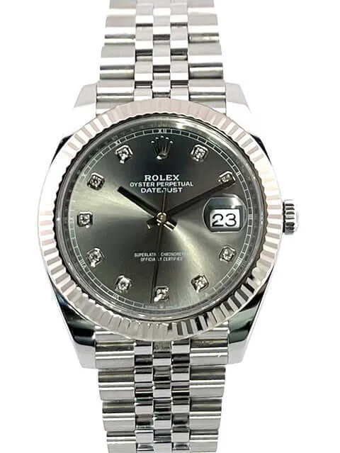 Rolex Datejust 41 Edelstahl Weißgold 126334 Rhodium Diamant Jubile-Band