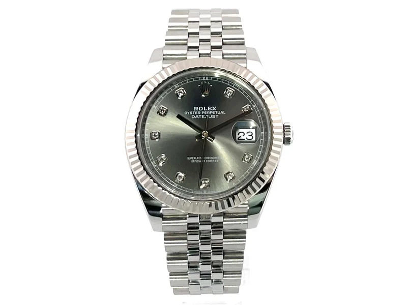 Rolex Datejust 41 Edelstahl Weißgold 126334 Rhodium Diamant Jubile-Band