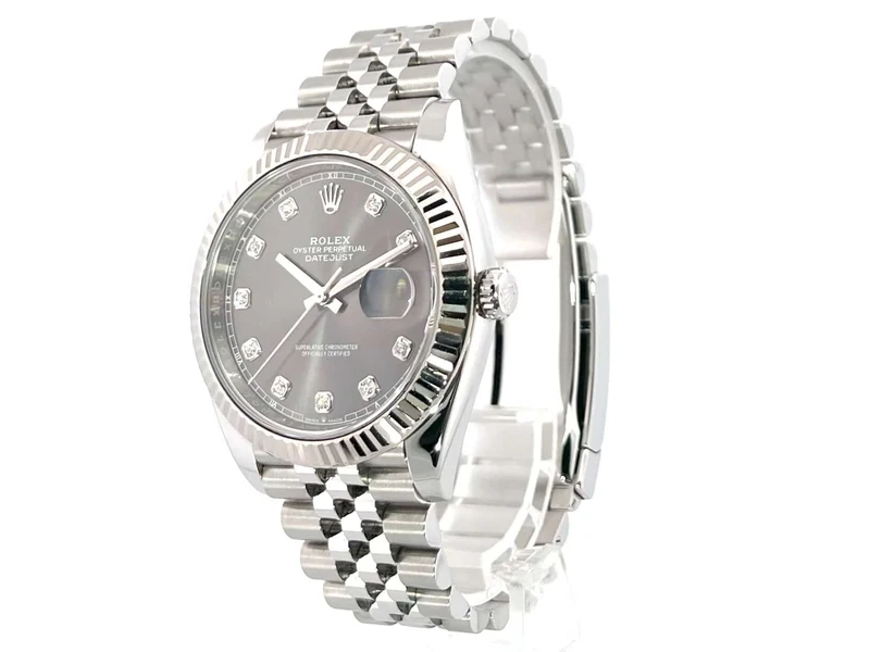 Rolex Datejust 41 Edelstahl Weißgold 126334 Rhodium Diamant Jubile-Band