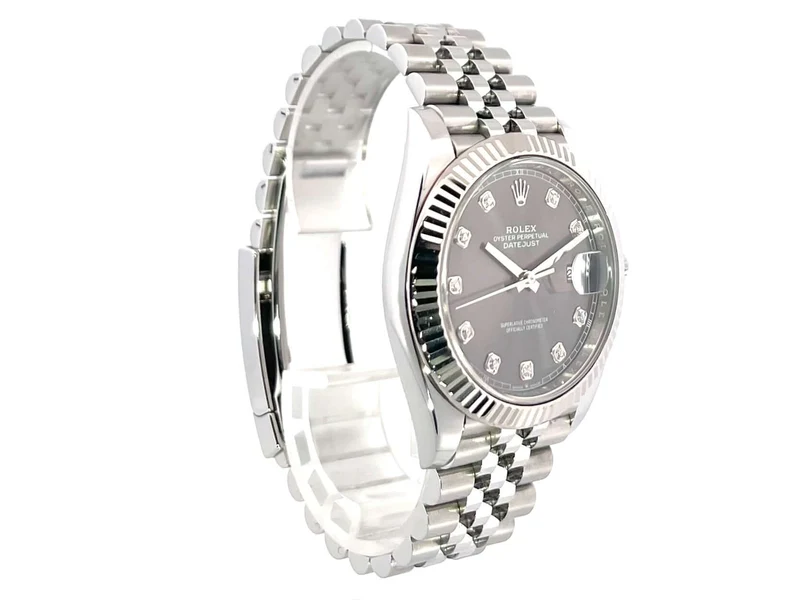 Rolex Datejust 41 Edelstahl Weißgold 126334 Rhodium Diamant Jubile-Band