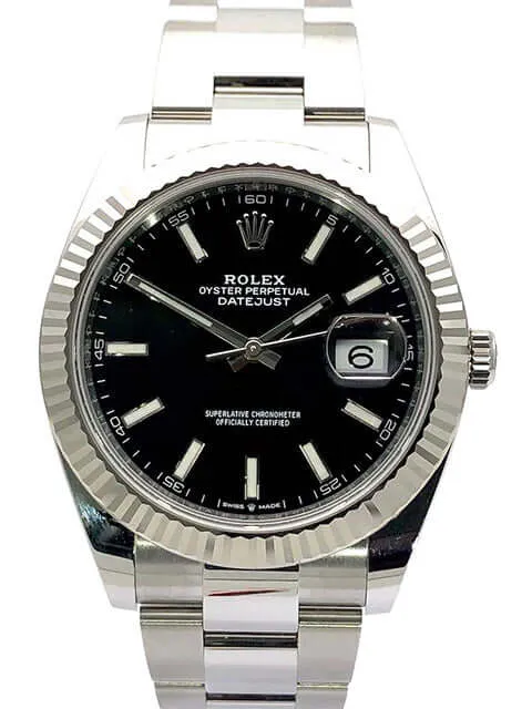 Rolex Datejust 41 Edelstahl Weißgold 126334 Schwarz 2021 ungetragen
