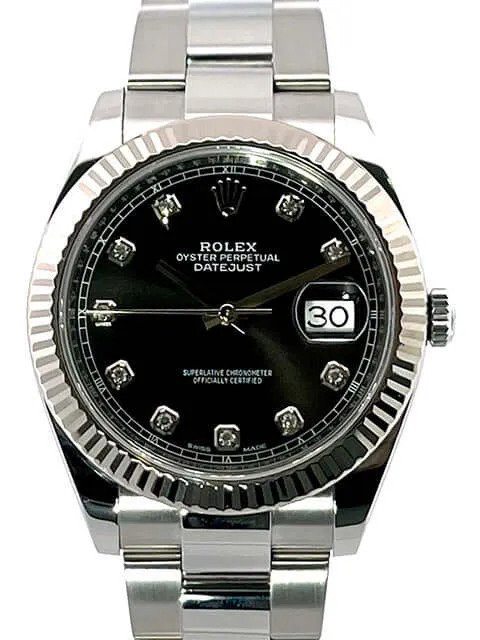 Rolex Datejust 41 Edelstahl Weißgold 126334 Schwarz Dia LC100 aus 09-2018