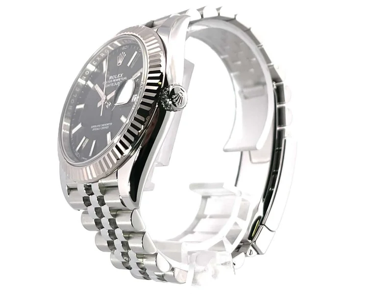 Rolex Datejust 41 Edelstahl Weißgold 126334 Schwarz aus 2018 Jubile-Band