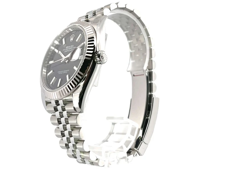 Rolex Datejust 41 Edelstahl Weißgold 126334 Schwarz Jubile-Band verklebt