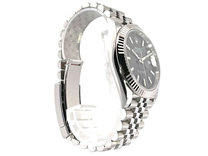 Rolex Datejust 41 Edelstahl Weißgold 126334 Schwarz Jubile-Band verklebt