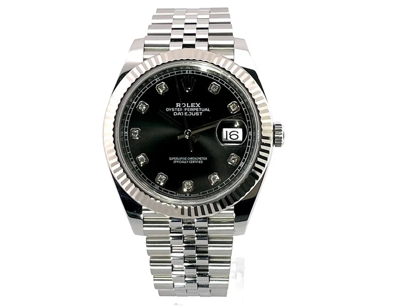 Rolex Datejust 41 Edelstahl Weißgold 126334 Schwarz Diamant 2019 Jubile-Band