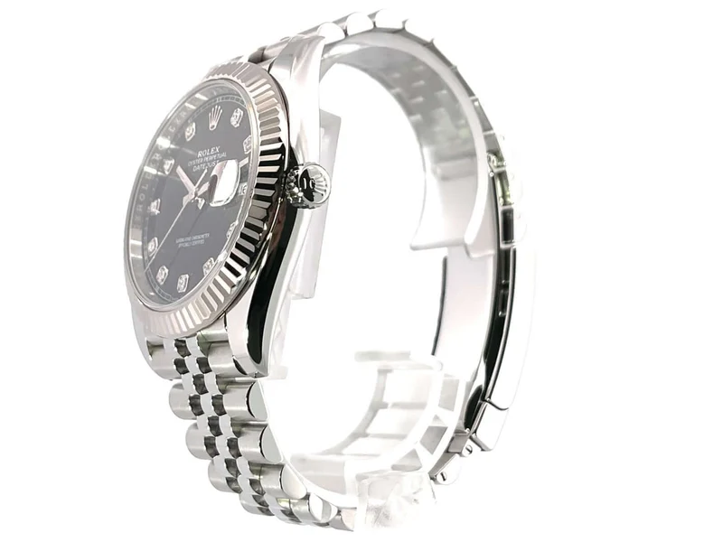 Rolex Datejust 41 Edelstahl Weißgold 126334 Schwarz Diamant 2019 Jubile-Band