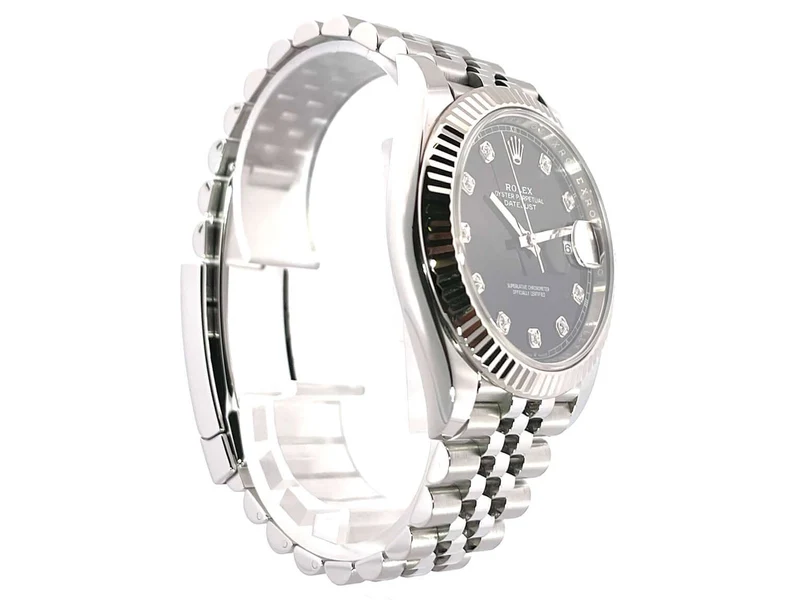 Rolex Datejust 41 Edelstahl Weißgold 126334 Schwarz Diamant 2019 Jubile-Band