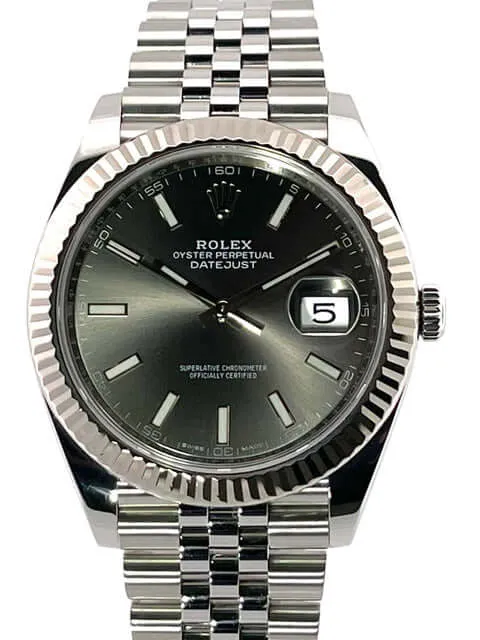 Rolex Datejust 41 Edelstahl Weißgold 126334 Rhodium Jubile-Band aus 2018