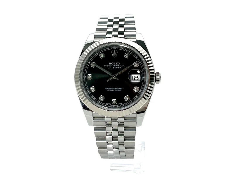 Rolex Datejust 41 Edelstahl Weißgold 126334 Schwarz Dia aus 2018 LC100 Jubile-Band
