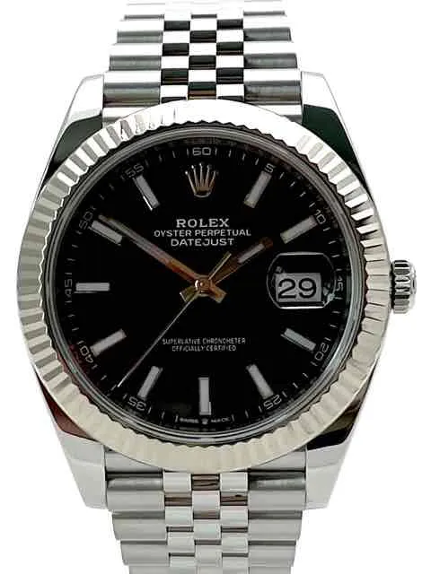 Rolex Datejust 41 Edelstahl Weißgold 126334 Schwarz Jubile-Band ungetragen 2020