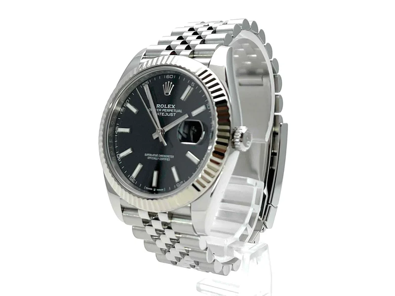 Rolex Datejust 41 Edelstahl Weißgold 126334 Schwarz Jubile-Band ungetragen 2020