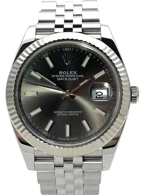 Rolex Datejust 41 Edelstahl Weißgold 126334 Rhodium Jubile-Band ungetragen 2020