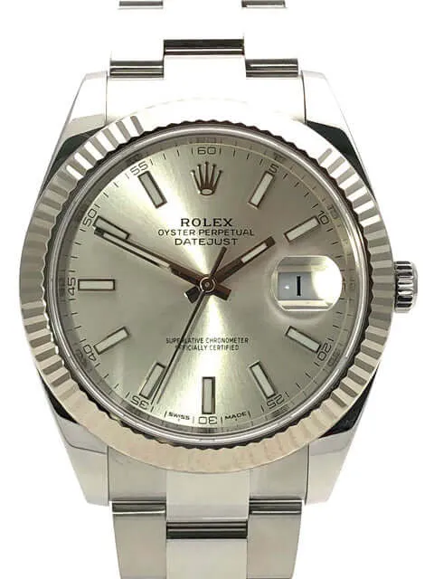 Rolex Datejust 41 Edelstahl Weißgold 126334 Silber LC100 aus 2018