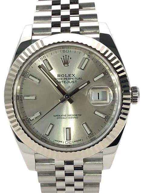 Rolex Datejust 41 Edelstahl Weißgold 126334 Silber Jubile-Band aus 2017