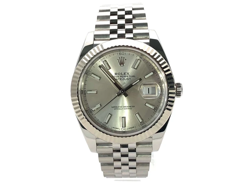 Rolex Datejust 41 Edelstahl Weißgold 126334 Silber Jubile-Band aus 2017