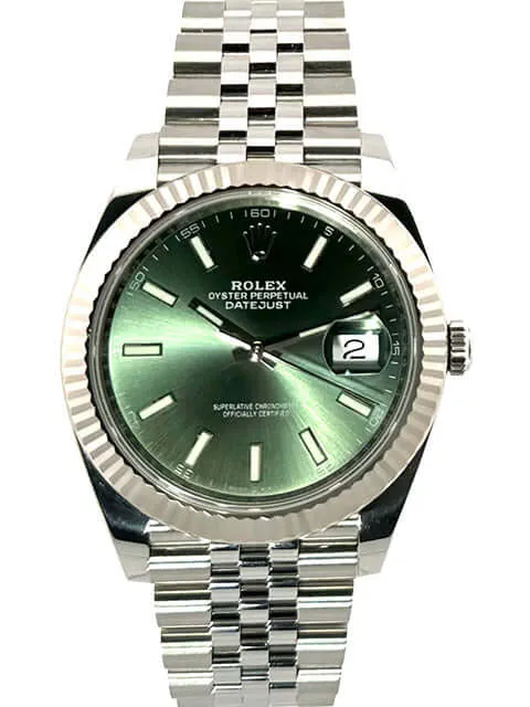 Rolex Datejust 41 Edelstahl Weißgold 126334 Mint Green Jubile-Band