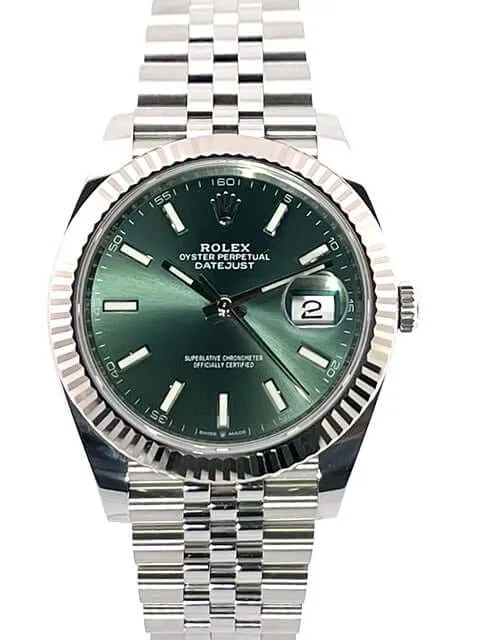 Rolex Datejust 41 Edelstahl Weißgold 126334 Mint Green Jubile-Band