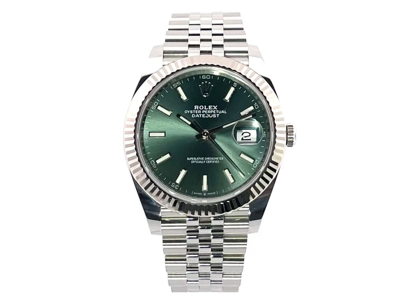 Rolex Datejust 41 Edelstahl Weißgold 126334 Mint Green Jubile-Band
