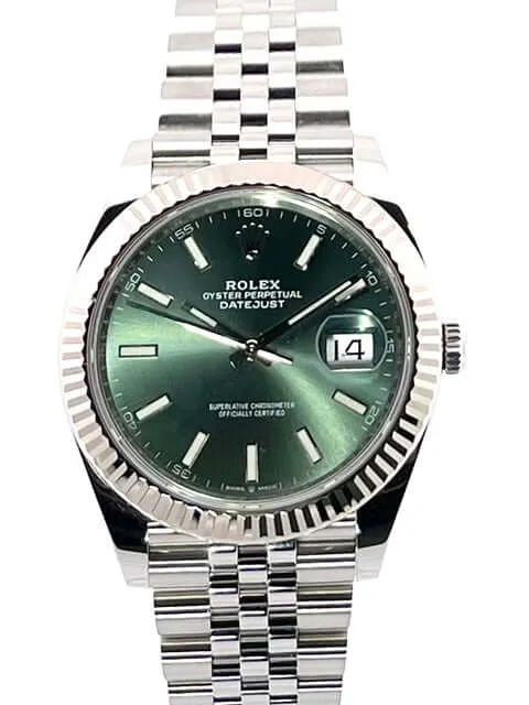 Rolex Datejust 41 Edelstahl Weißgold 126334 Mint Green Jubile-Band