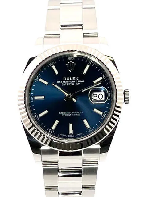 Rolex Datejust 41 Edelstahl Weißgold 126334 Blau 126334 Oyster-Band