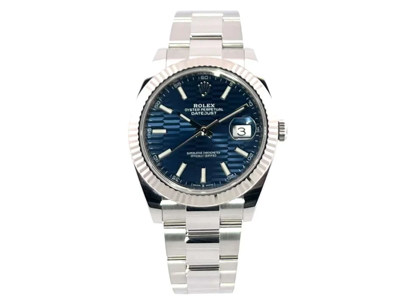 Rolex Datejust 41 Edelstahl Weißgold 126334 Blau Riffelmuster