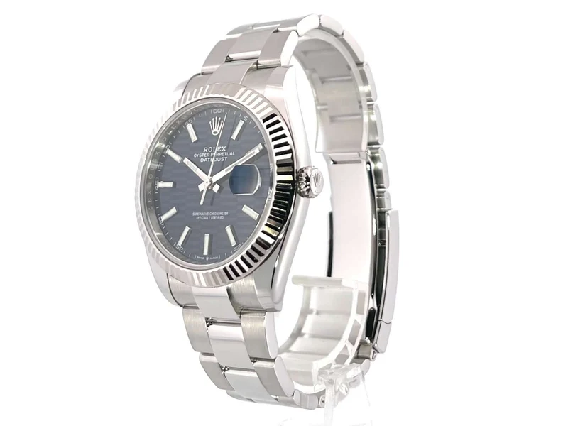 Rolex Datejust 41 Edelstahl Weißgold 126334 Blau Riffelmuster