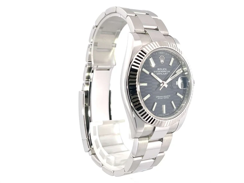 Rolex Datejust 41 Edelstahl Weißgold 126334 Blau Riffelmuster