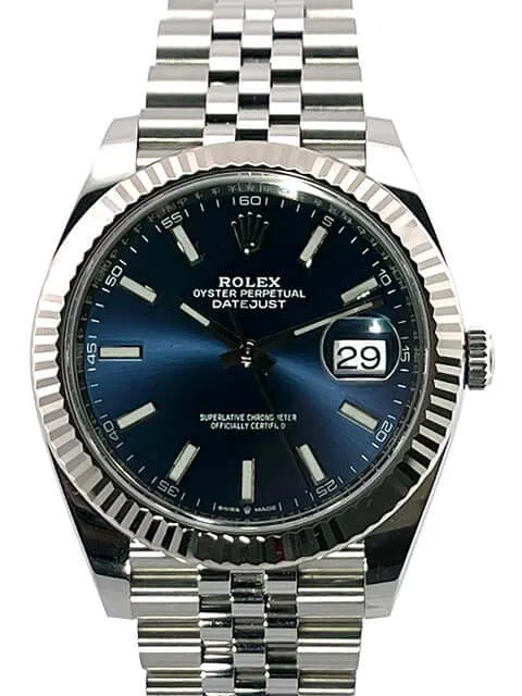 Rolex Datejust 41 Edelstahl Weißgold 126334 Blau Jubile-Band aus 2020