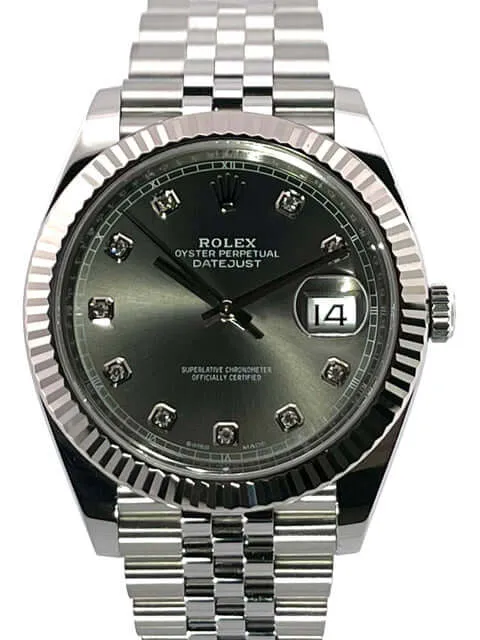 Rolex Datejust 41 Edelstahl Weißgold 126334 Rhodium Dia Jubile-Band aus 2019