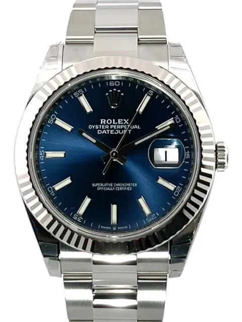 Rolex Datejust 41 Edelstahl Weißgold 126334 Blau 2021 Teilverklebt