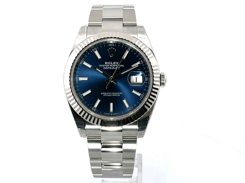 Rolex Datejust 41 Edelstahl Weißgold 126334 Blau 2021 Teilverklebt