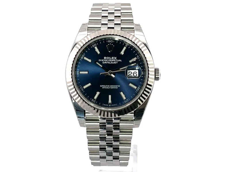 Rolex Datejust 41 Edelstahl Weißgold 126334 Blau Jubile-Band 2021 verklebt