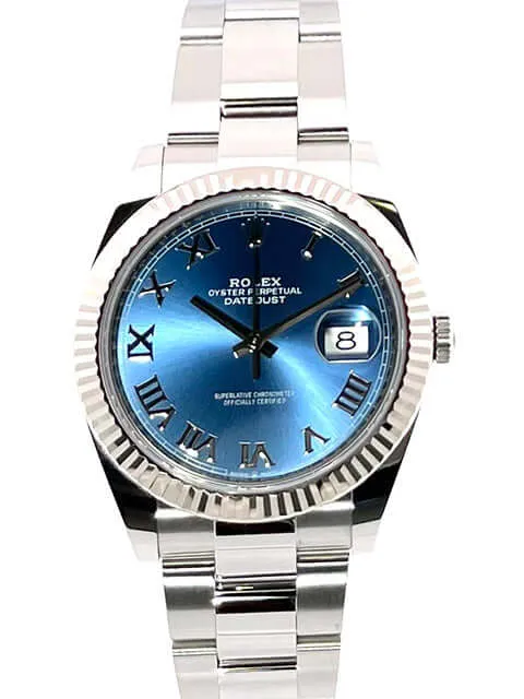Rolex Datejust 41 Edelstahl Weißgold 126334 Blau Römisch