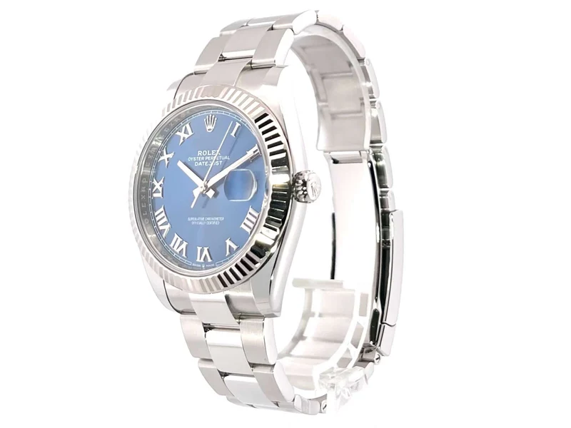 Rolex Datejust 41 Edelstahl Weißgold 126334 Blau Römisch