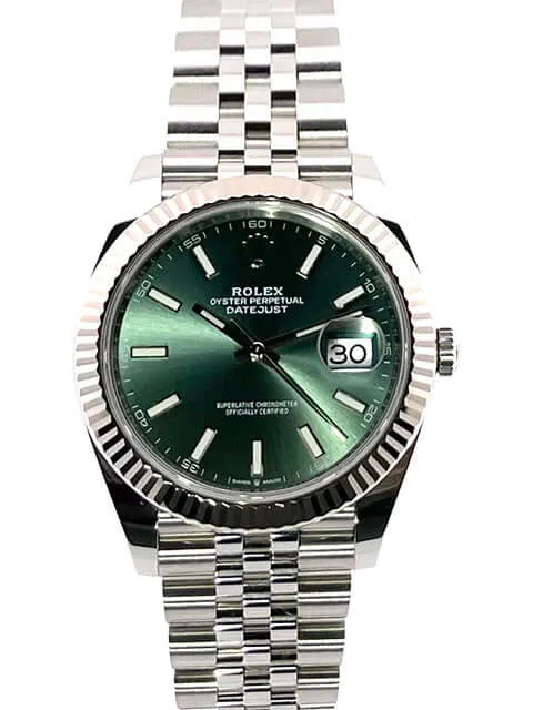 Rolex Datejust 41 Edelstahl Weißgold 126334 Mint Green Jubile-Band