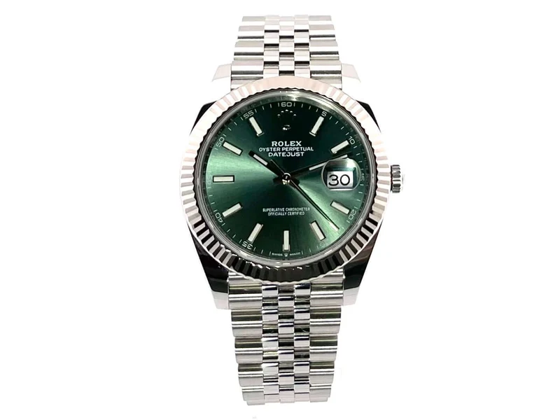 Rolex Datejust 41 Edelstahl Weißgold 126334 Mint Green Jubile-Band
