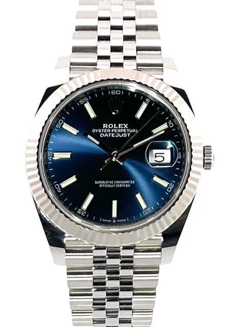 Rolex Datejust 41 Edelstahl Weißgold 126334 Blau Jubile-Band