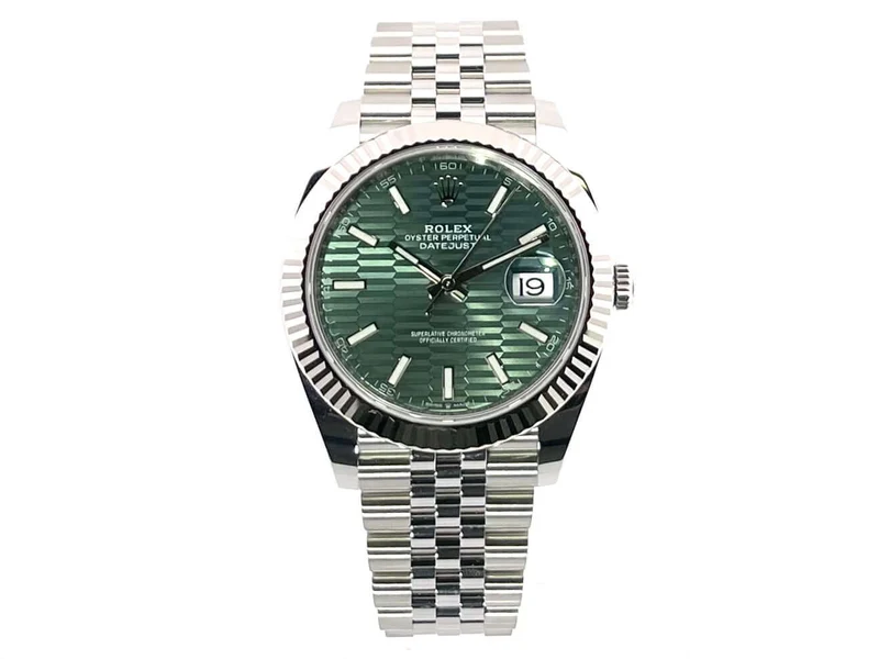Rolex Datejust 41 Edelstahl Weißgold 126334 Mint Green Riffelmuster Jubile