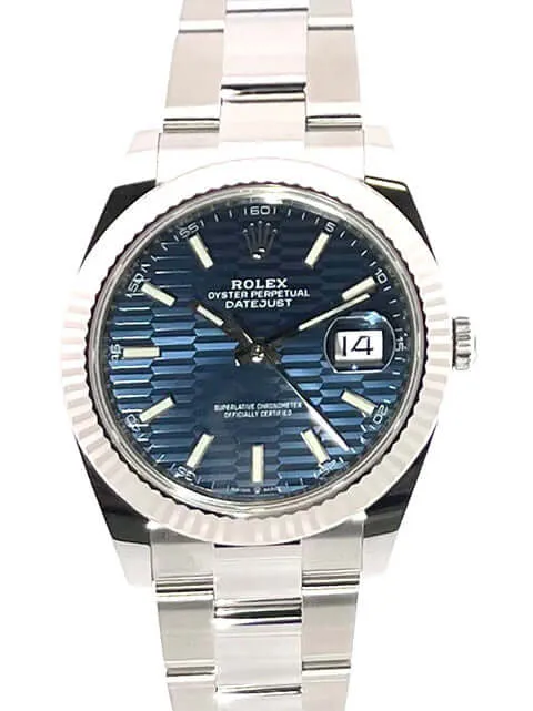 Rolex Datejust 41 Edelstahl Weißgold 126334 Blau Riffelmuster