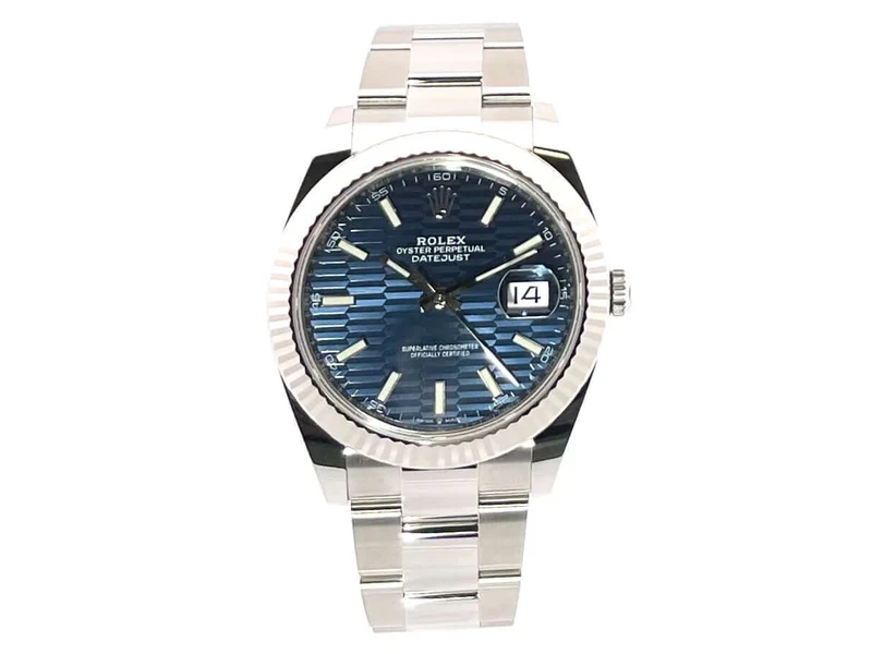 Rolex Datejust 41 Edelstahl Weißgold 126334 Blau Riffelmuster