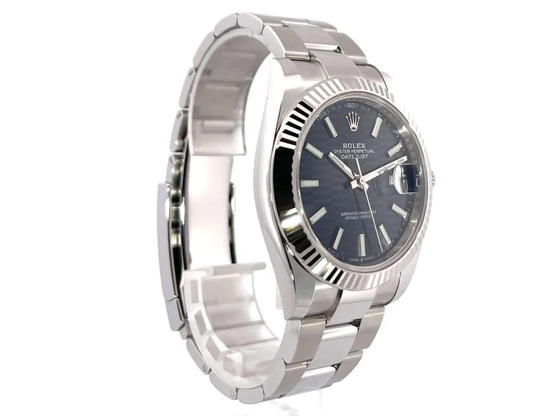 Rolex Datejust 41 Edelstahl Weißgold 126334 Blau Riffelmuster