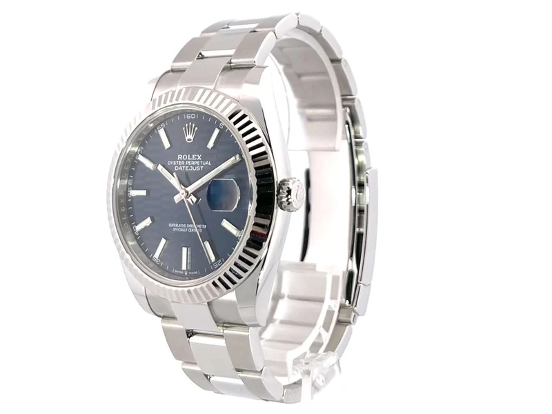 Rolex Datejust 41 Edelstahl Weißgold 126334 Blau Riffelmuster
