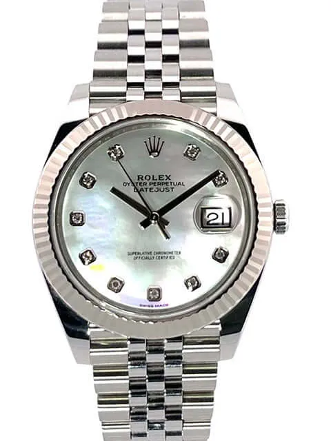 Rolex Datejust 41 Edelstahl Weißgold 126334 Perlmutt Dia Jubile-Band